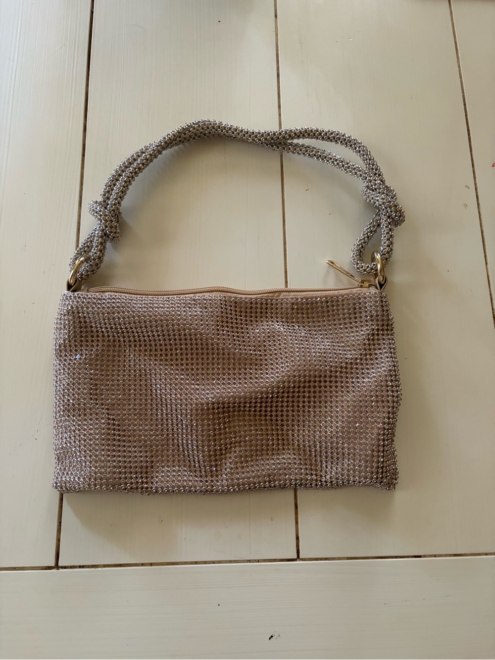 Olivia Miller Silver Mesh Knotted Strap Clutch